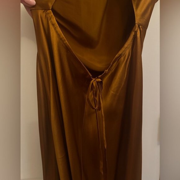 NEW Reformation Anaiis Silk Maxi Long Dress in Copper Brown | size 2 - Picture 11 of 11